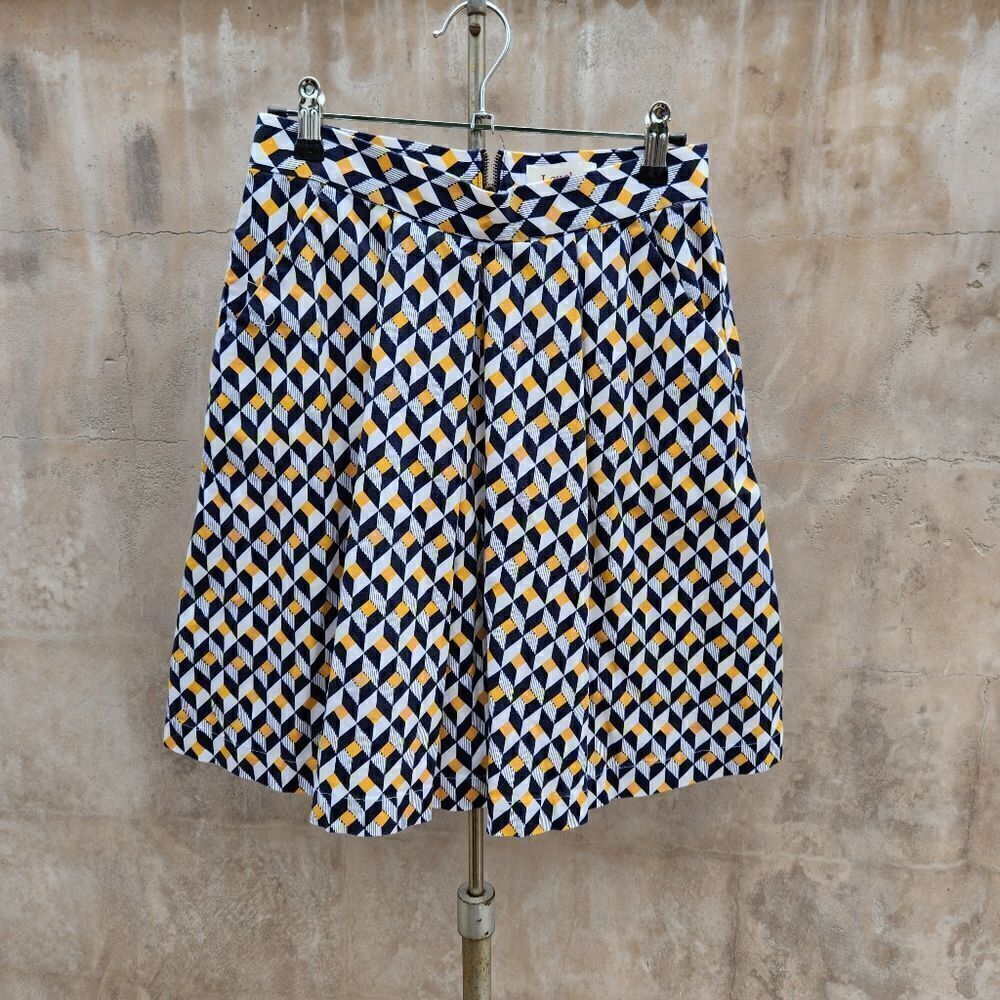 Louche london modcloth geometric print pleated skirt
